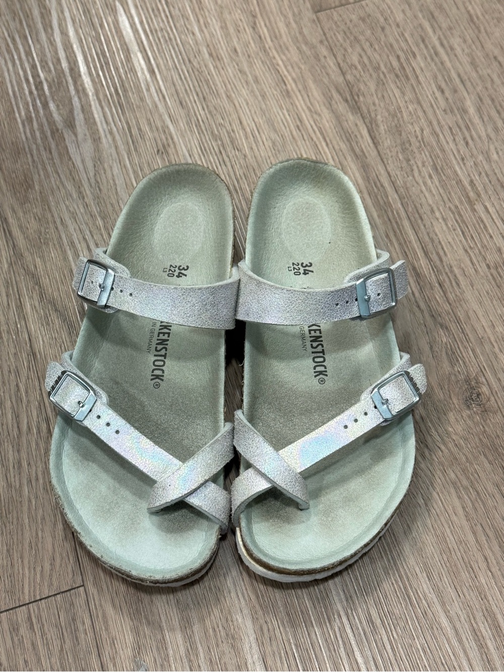 Birkenstock Silver Glitter Double-Strap Toe-Loop Sandals - Picture 2 of 5